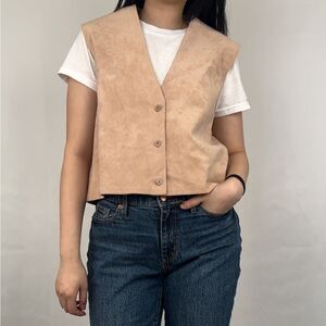 Vintage Blasssport for Saks Fifth Avenue Ultra Suede Beige Peach Vest